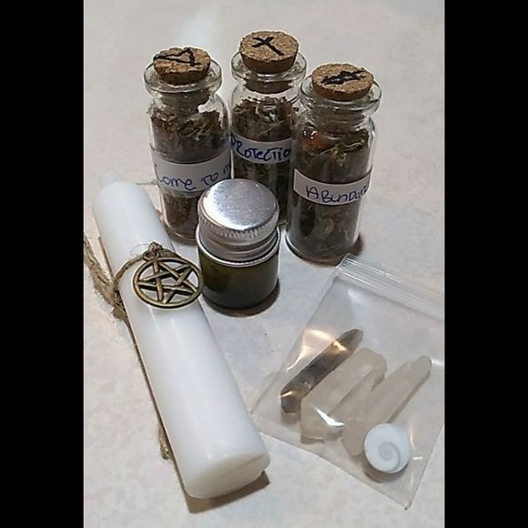 - Trio herbal blends spell kit. Herb blends + crystals chips 🪬protect attract🌀 - Picture 1 of 7